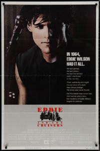 9y1555 EDDIE & THE CRUISERS 1sh 1983 close up of Michael Pare with microphone, rock 'n' roll!
