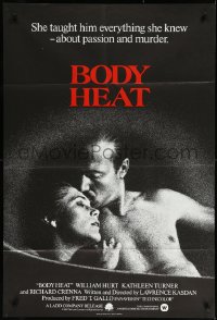 9y1500 BODY HEAT English 1sh 1982 great image of sexy Kathleen Turner & barechested William Hurt!