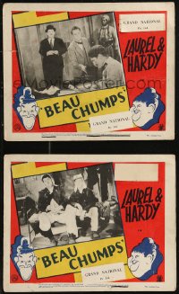 9y1442 BEAU HUNKS 2 color English FOH LCs R1940s Stan Laurel & Oliver Hardy in the Foreign Legion!