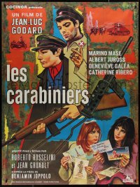 9y1810 CARABINEERS French 1p 1963 Jean-Luc Godard's Les Carabiniers, cool art by Jean Barnoux!