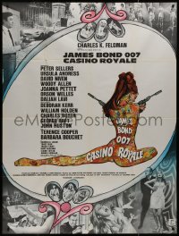 9y1814 CASINO ROYALE French 1p 1967 Bond spy spoof, sexy psychedelic Kerfyser art + photo montage!