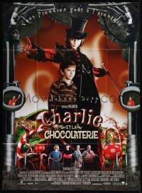 9y1815 CHARLIE & THE CHOCOLATE FACTORY French 1p 2005 Tim Burton, Johnny Depp as Willy Wonka & cast!