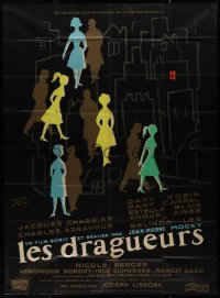9y1816 CHASERS style B French 1p 1959 Jean-Pierre Mocky's Les Dragueurs, cool art by Roger Varenne!