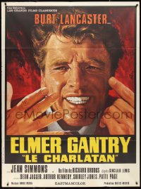 9y1854 ELMER GANTRY French 1p R1978 different Jean Mascii close up art of Burt Lancaster, rare!