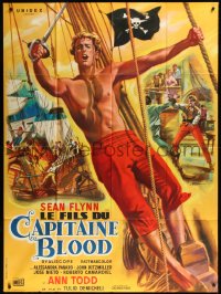 9y2045 SON OF CAPTAIN BLOOD French 1p 1962 different art of barechested Sean Flynn by Jean Mascii!