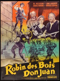 9y2047 SON OF ROBIN HOOD French 1p R1960s completely different art of David Hedison in the title role!