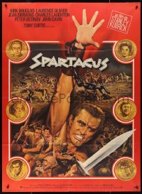9y2048 SPARTACUS French 1p R1970s Stanley Kubrick, Mascii art of Kirk Douglas + cast on gold coins!