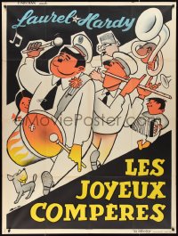 9y2065 THEM THAR HILLS French 1p R1950s great Bohle art of Laurel & Hardy in marching band!