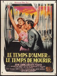 9y2071 TIME TO LOVE & A TIME TO DIE style B French 1p 1959 romantic art of John Gavin & Pulver!