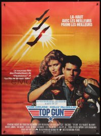 9y2075 TOP GUN French 1p 1986 great image of Tom Cruise & Kelly McGillis, Navy fighter jets!