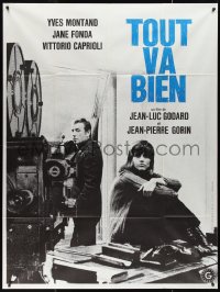 9y2077 TOUT VA BIEN French 1p 1972 Yves Montand & Jane Fonda by movie camera, Jean-Luc Godard!
