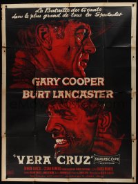 9y2090 VERA CRUZ French 1p 1955 best close up artwork of cowboys Gary Cooper & Burt Lancaster!