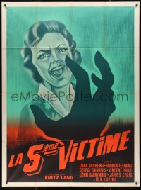 9y2100 WHILE THE CITY SLEEPS French 1p R1950s killer attacking scared victim, Fritz Lang noir!