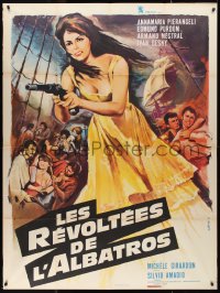 9y2101 WHITE SLAVE SHIP French 1p 1963 Georges Allard art of sexy Pier Angeli with gun on ship!