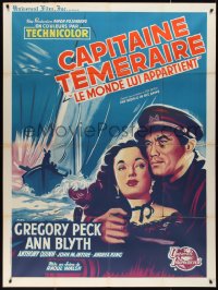 9y2112 WORLD IN HIS ARMS French 1p R1950s Gregory Peck, Ann Blyth, from Rex Beach novel, different art!