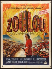 9y2115 ZULU French 1p 1964 Stanley Baker & Michael Caine classic, different art by Roger Soubie!