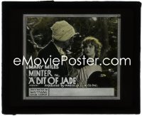 9y0429 BIT OF JADE glass slide 1918 c/u of Mary Miles Minter wary of creepy guy wearing turban!