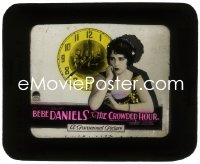 9y0441 CROWDED HOUR glass slide 1925 great close up of worried Bebe Daniels by clock during WWI!