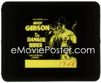 9y0442 DANGER RIDER glass slide 1928 great artwork of cowboy Hoot Gibson on his horse!