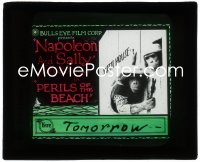 9y0450 PERILS OF THE BEACH glass slide 1916 starring world's most famous monkeys Napoleon & Sally!