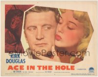 9y0677 ACE IN THE HOLE LC #8 1951 Billy Wilder, super close up of Kirk Douglas & Jan Sterling!