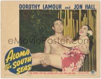 9y0682 ALOMA OF THE SOUTH SEAS LC 1941 best close up of Jon Hall carrying sexy Dorothy Lamour!