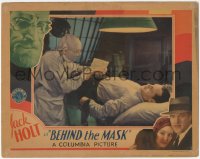 9y0687 BEHIND THE MASK LC 1932 Van Sloan shows card to Jack Holt strapped to table, ultra rare!