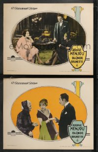 9y1067 BLONDE OR BRUNETTE 2 LCs 1927 great images of Adolphe Menjou w/pretty Greta Nissen!