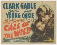 9y0590 CALL OF THE WILD TC R1943 great c/u of Clark Gable & Loretta Young in Jack London story, rare!