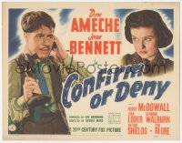 9y0594 CONFIRM OR DENY TC 1941 art of Don Ameche on phone & operator Joan Bennett in uniform!