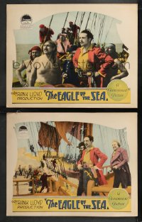 9y1074 EAGLE OF THE SEA 2 LCs 1926 great images of suave Ricardo Cortez & his pirates!