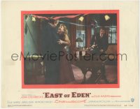9y0722 EAST OF EDEN LC #6 1955 James Dean watches happy Raymond Massey & Julie Harris at party!