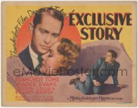 9y0598 EXCLUSIVE STORY TC 1936 Franchot Tone, Madge Evans, thunderbolt film drama of today!