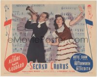 9y0818 SECOND CHORUS LC 1940 Fred Astaire playing trumpet & Paulette Goddard by giant sheet music!