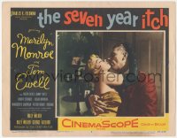 9y0820 SEVEN YEAR ITCH LC #4 1955 Billy Wilder, Tom Ewell kisses sexy Marilyn Monroe in fantasy!