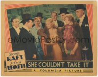 9y0824 SHE COULDN'T TAKE IT LC 1935 George Raft in tuxedo & top hat stares at sexy Joan Bennett!