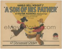 9y0659 SON OF HIS FATHER TC 1925 art of Warner Baxter grabbing pretty cowgirl Bessie Love, rare!