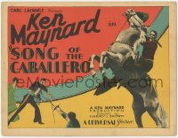 9y0660 SONG OF THE CABALLERO TC 1930 cowboy Ken Maynard on rearing horse & in sword fight, rare!