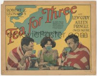 9y0666 TEA FOR THREE TC 1927 Lew Cody, Aileen Pringle & Owen Moore drinking tea, ultra rare!