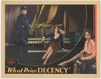 9y0897 WHAT PRICE DECENCY LC 1933 policeman stares at sexy bad girl Dorothy Burgess' legs, rare!