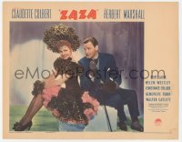 9y0907 ZAZA LC 1939 great close up of dapper Herbert Marshall & sexy Claudette Colbert on stage!