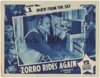 9y0908 ZORRO RIDES AGAIN chapter 1 LC 1937 c/u of Richard Alexander at radio, Death from the Sky!