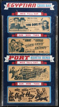 9y0292 THEATER SCHEDULE DISPLAY 15x28 theater display 1940s-1950s Bud Abbott & Lou Costello movies!
