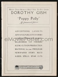 9y0532 PEPPY POLLY pressbook 1919 Dorothy Gish wants to reform a girls' reformatory, ultra rare!