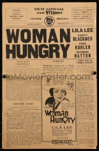 9y0569 WOMAN HUNGRY pressbook 1931 men fight over Lila Lee & the winner gets to marry her, rare!