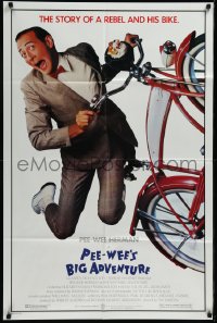 9y1656 PEE-WEE'S BIG ADVENTURE 1sh 1985 Tim Burton, best image of Paul Reubens & his beloved bike!