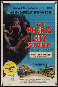 9y1659 PHENIX CITY STORY 1sh 1955 classic noir, it took the military to subdue their sin, Meg Miles!