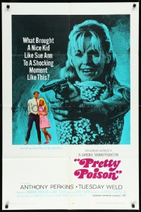 9y1663 PRETTY POISON style B 1sh 1968 psycho Anthony Perkins & crazy Tuesday Weld!