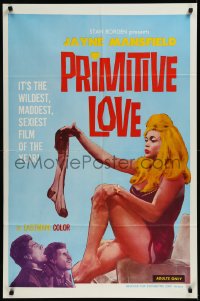 9y1664 PRIMITIVE LOVE 1sh 1966 sexiest Jayne Mansfield stripping in front of shocked bellhops!