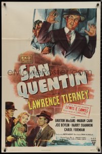9y1690 SAN QUENTIN 1sh 1947 art of Lawrence Tierney in maximum security prison, film noir!